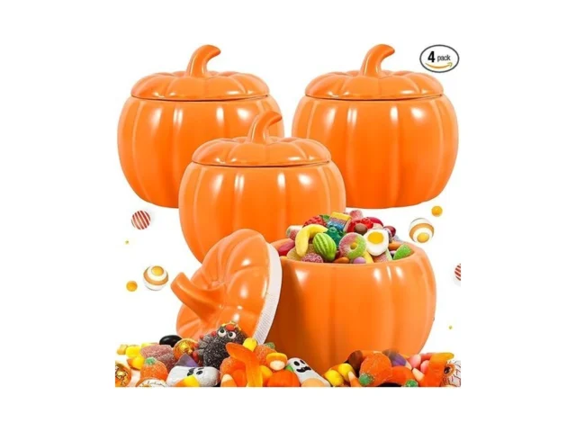 Vaipi 4 Pack Pumpkin Candy Jar Halloween Cookie Jar…