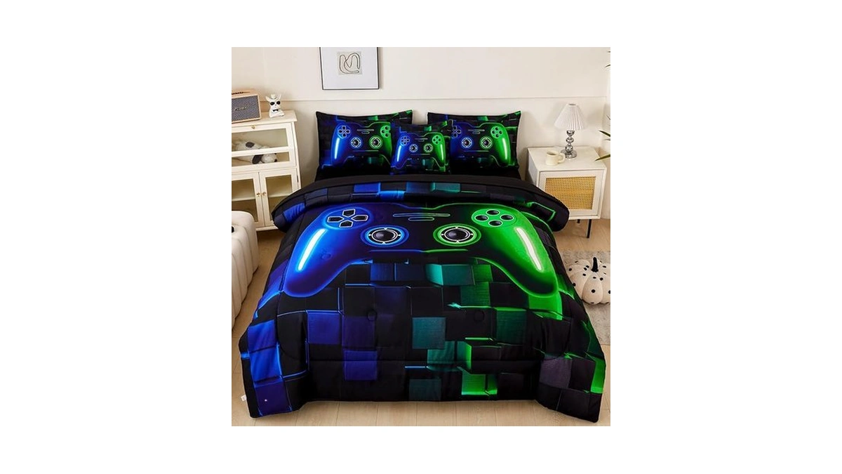 Amazon code: Askotu 6 Pcs Twin Boys Bedding Set Blue