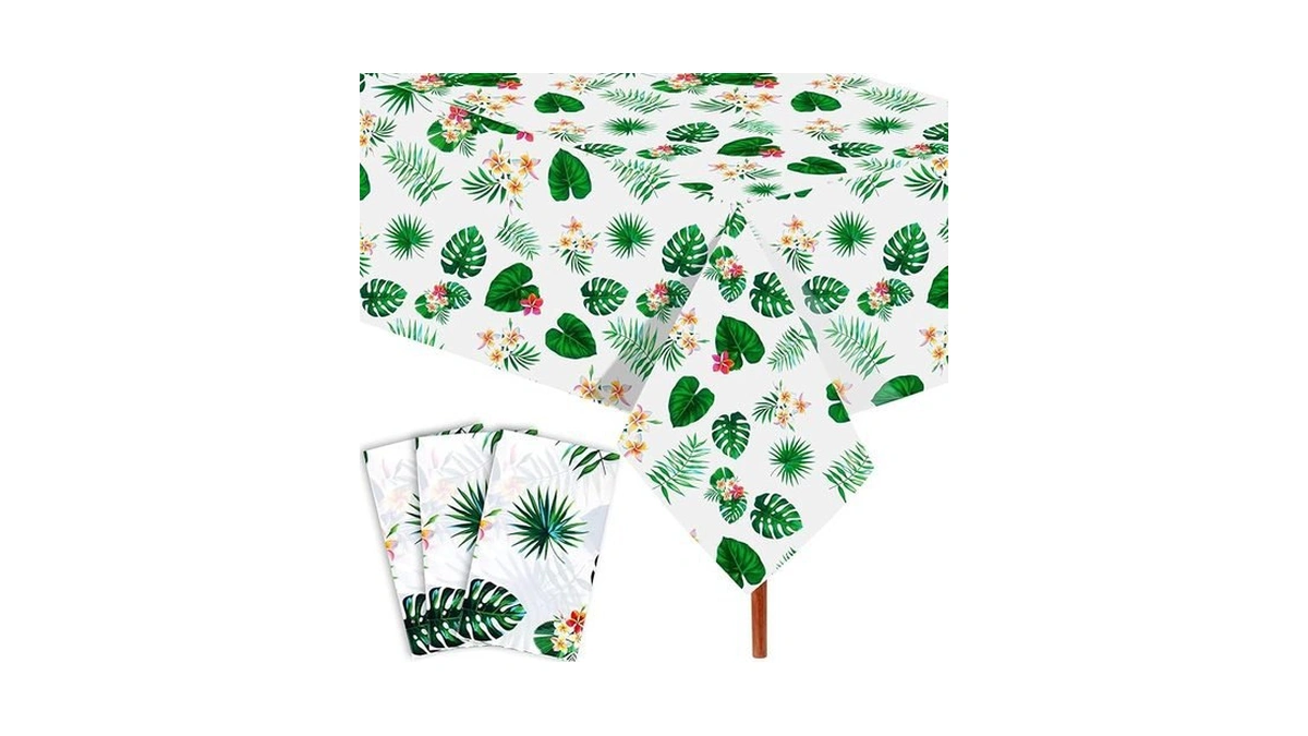 Amazon code: 3 Pack Hawaiian Jungle Leaf Table Cloth