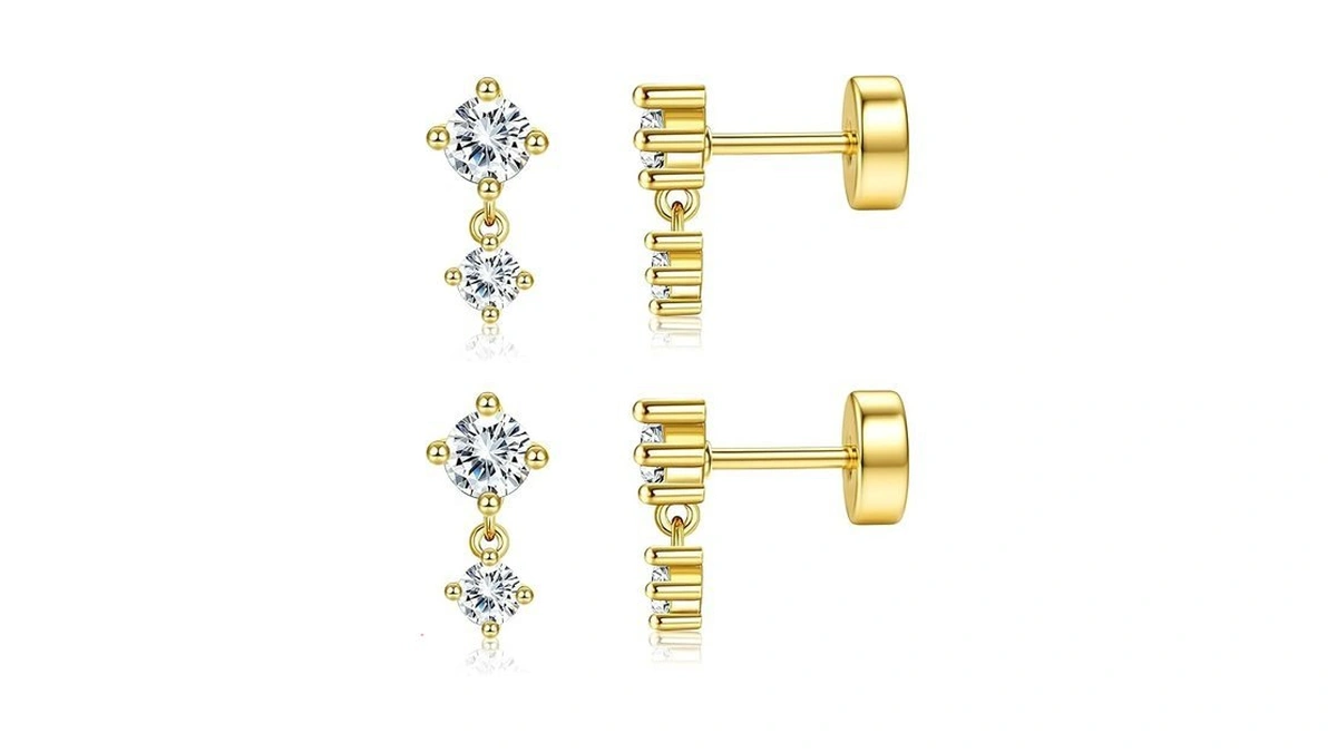 Amazon code: Jstyle 2 Pairs Gold Earring Sets For Mul