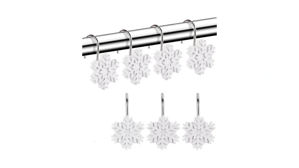 Amazon code: Snowflake Shower Curtain Hooks Rings 12p