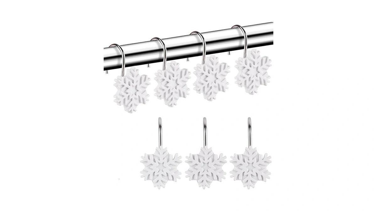 Amazon code: Snowflake Shower Curtain Hooks Rings 12p