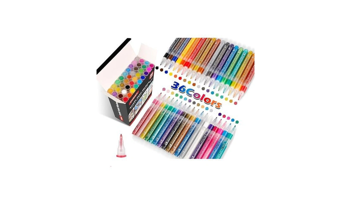 Amazon code: Colpart 36 Colors Acrylic Paint Markers