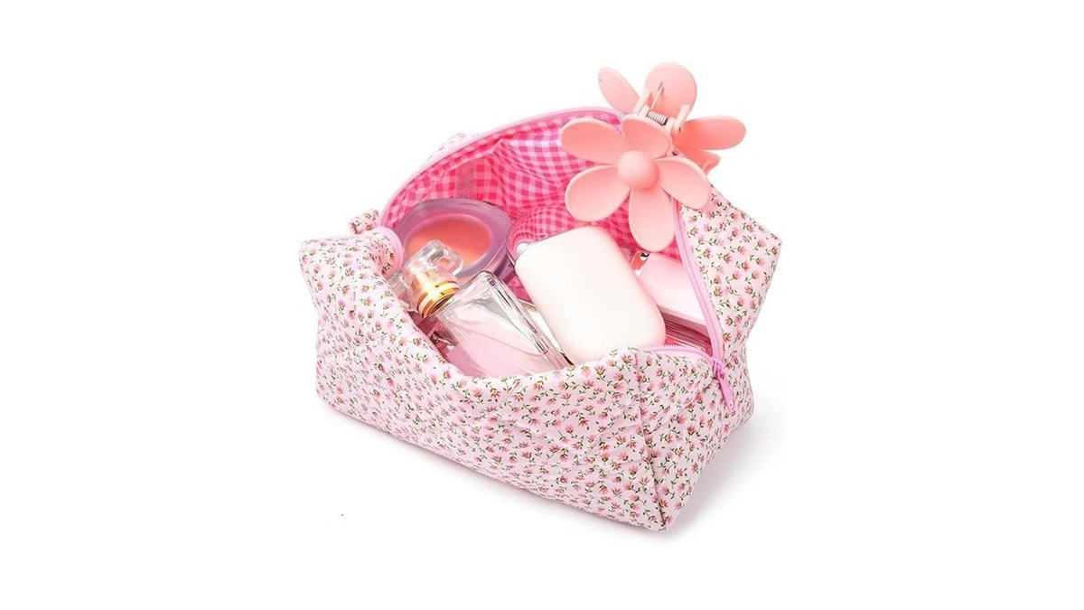 Amazon coupon: Soidram Quilted Makeup Bag Floral Cosmet