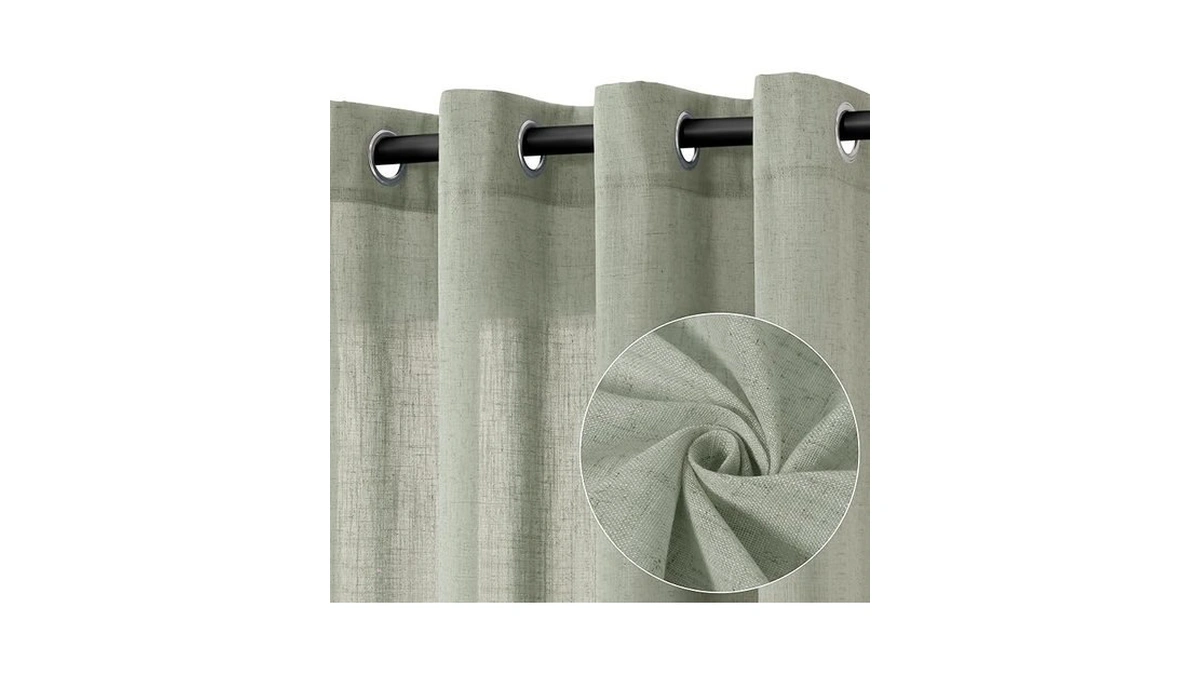 Amazon coupon: Jowels Sage Green Linen Curtains 45 Inch