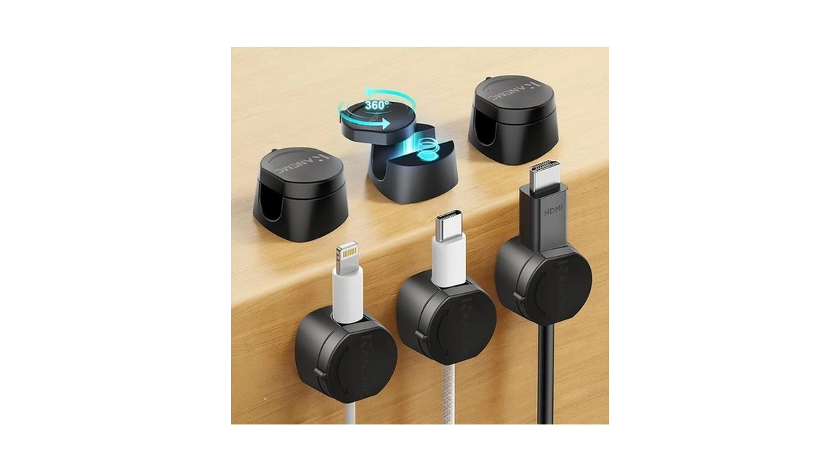 Amazon code: Kanemc Cable Clips Cord Holder For Desk