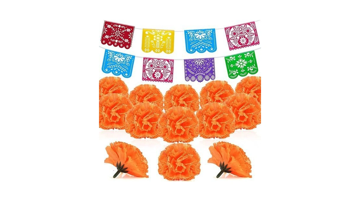 Amazon code: Willbond 74 Pieces Faux Marigold Flower