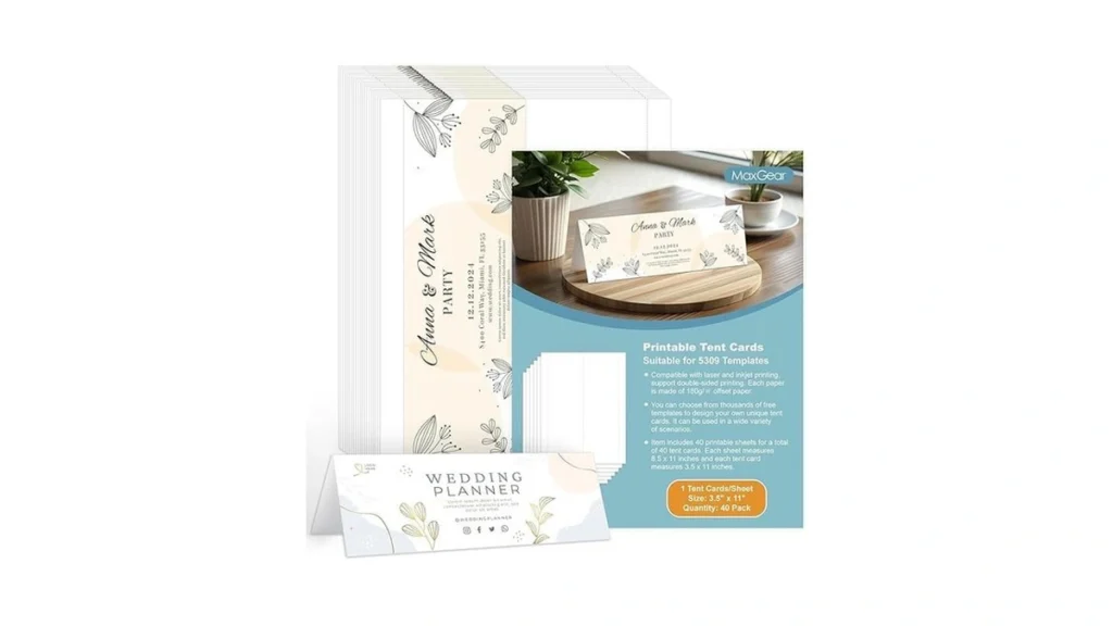 Amazon code: Maxgear Printable Place Card Blank Name