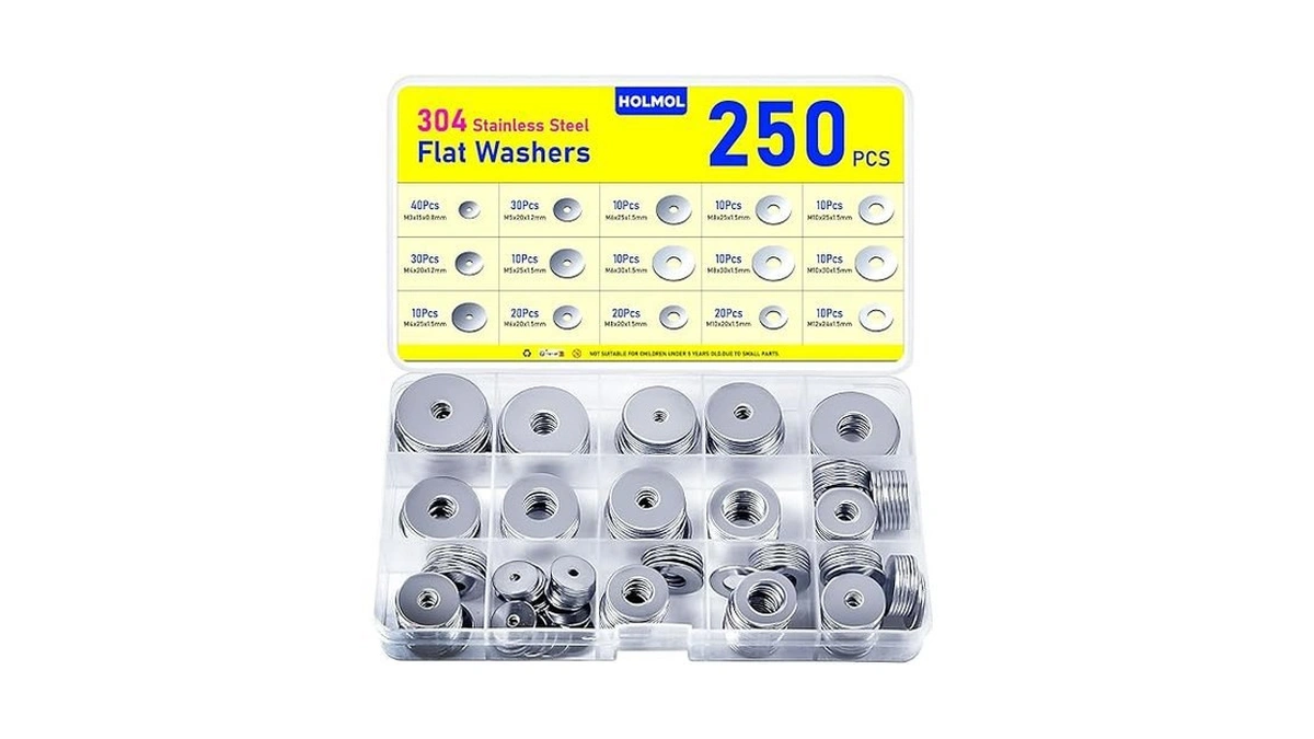 Amazon code: 250pcs Washers For Screws Holmol Stainle