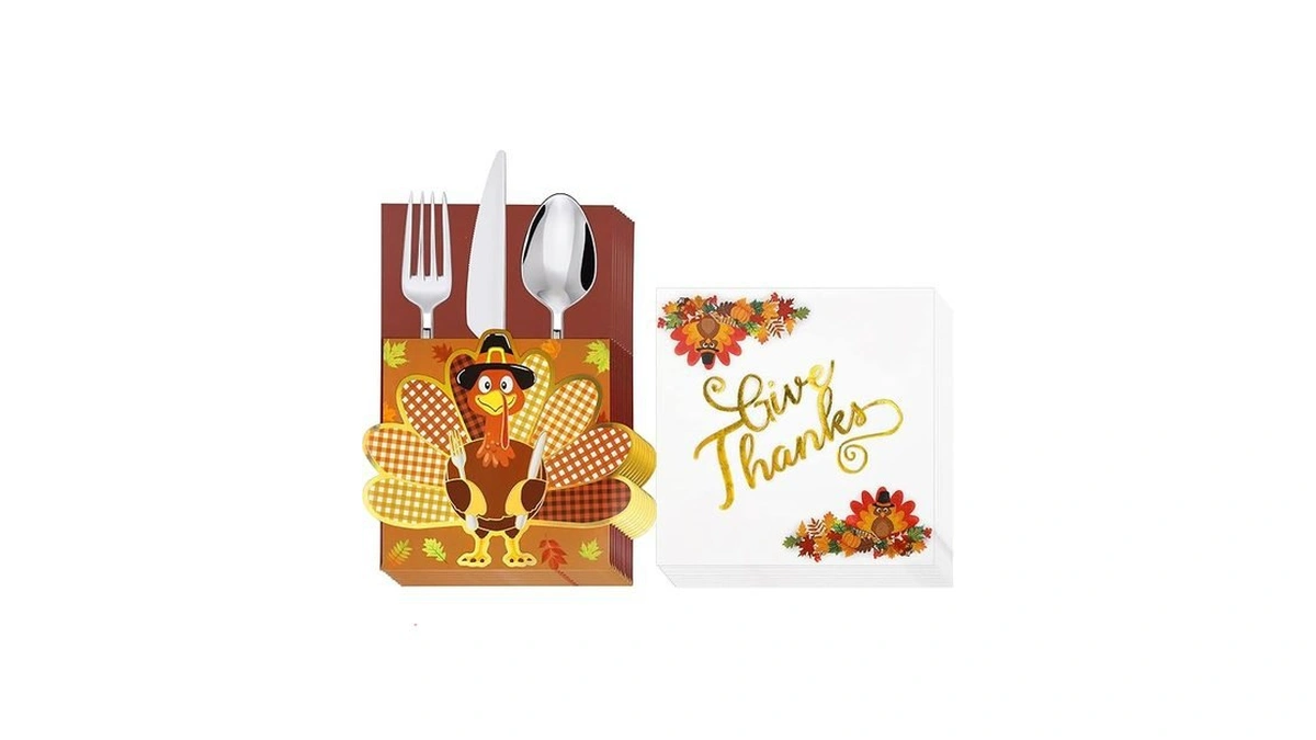 Amazon code: 50 Pcs Thanksgiving Napkins 20 Pcs Utens
