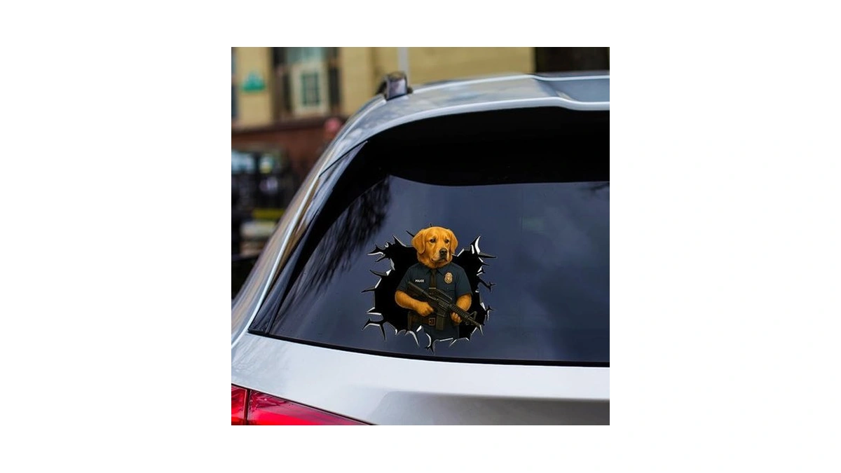 Amazon coupon: Police Dog Decal Golden Retriever With R