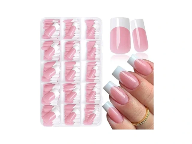 300pc French Tips Press On Nails Medium Square Fake…