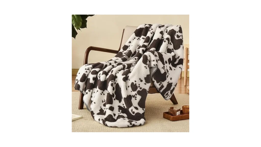 Amazon code: Phf Cute Cow Print Sherpa Throw Blanket