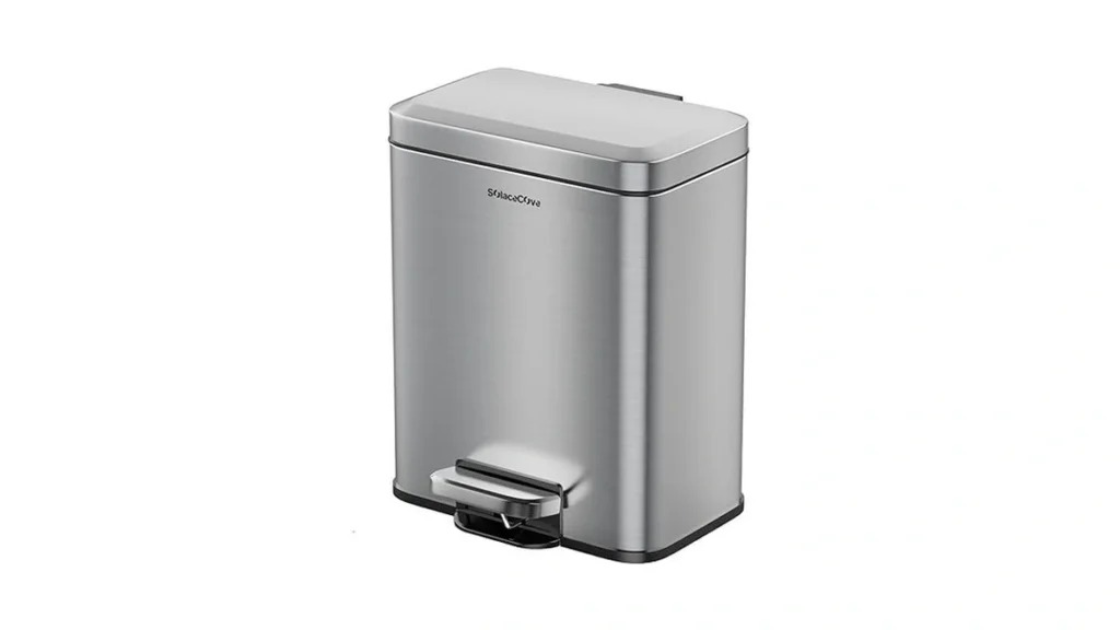 Amazon coupon: Small Bathroom Trash Can With Lid Soft C