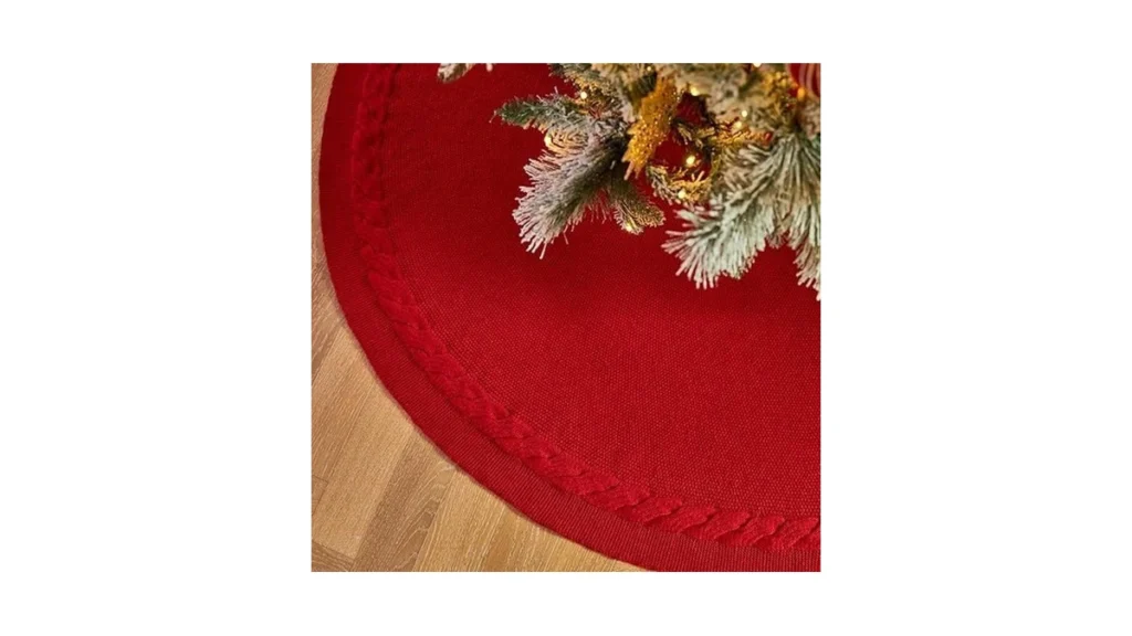 Amazon coupon: 36 Inch Red Knitted Christmas Tree Skirt