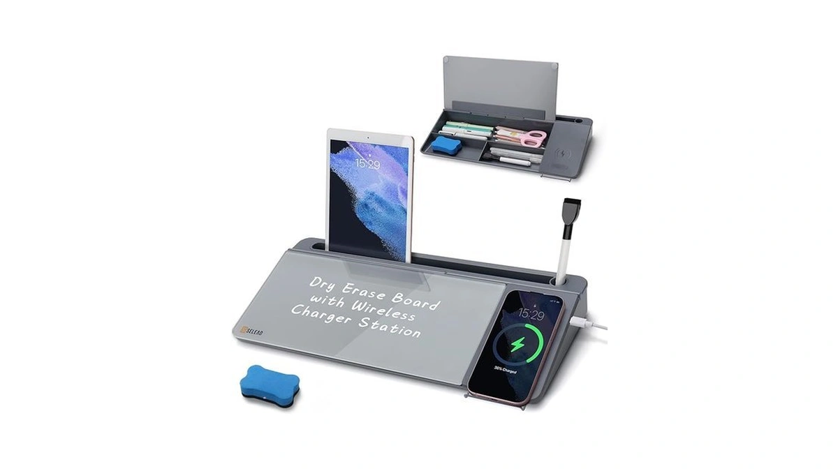 Amazon code: Selead Desktop Glass Whiteboard With Wir