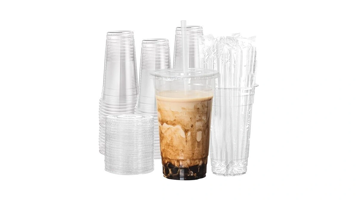 Amazon code: Cundao 24oz Clear Plastic Cups With Lids