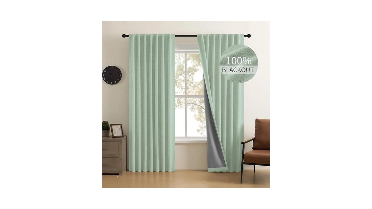 Amazon code: Cucraf Linen 100 Blackout Curtains 63 In