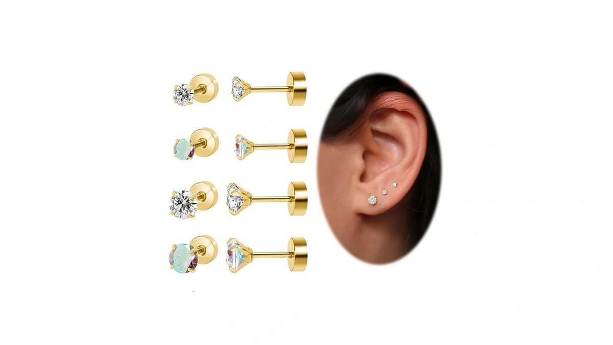 Amazon code: Flat Back Earrings Small Screw Back Earr
