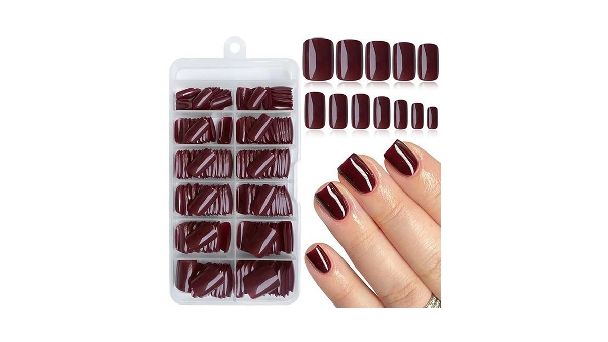 Amazon coupon: Loveourhome 240pc Burgundy Press On Nail
