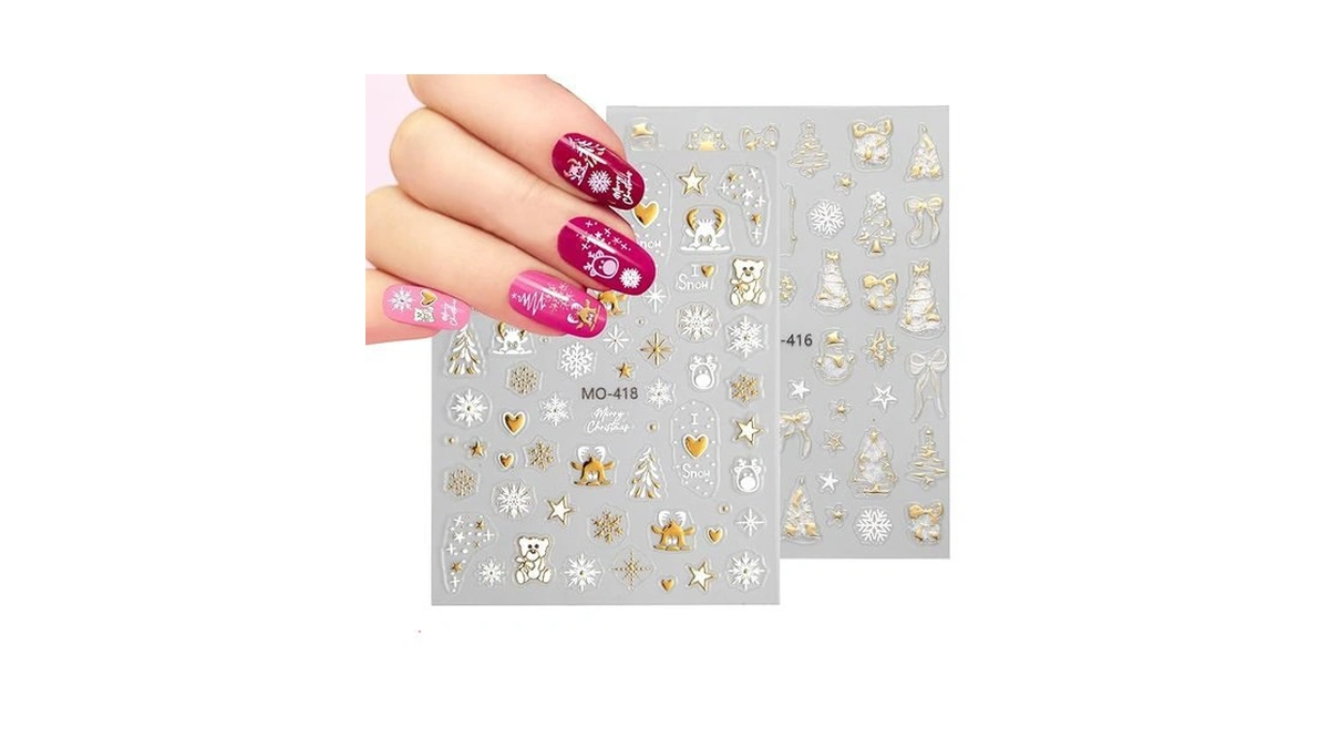 Amazon code: Yakomon 5d Embossed Nail Stickers Snowfl