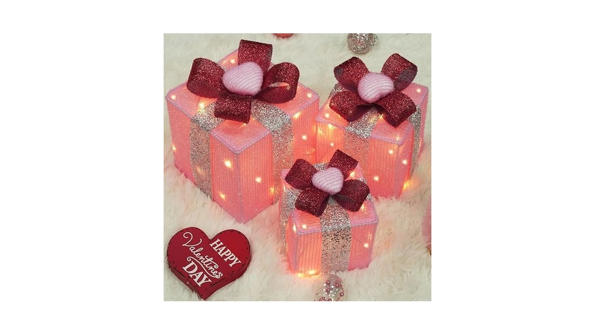 Amazon code: Sanhsehome Set Of 3 Lighted Gift Boxes P