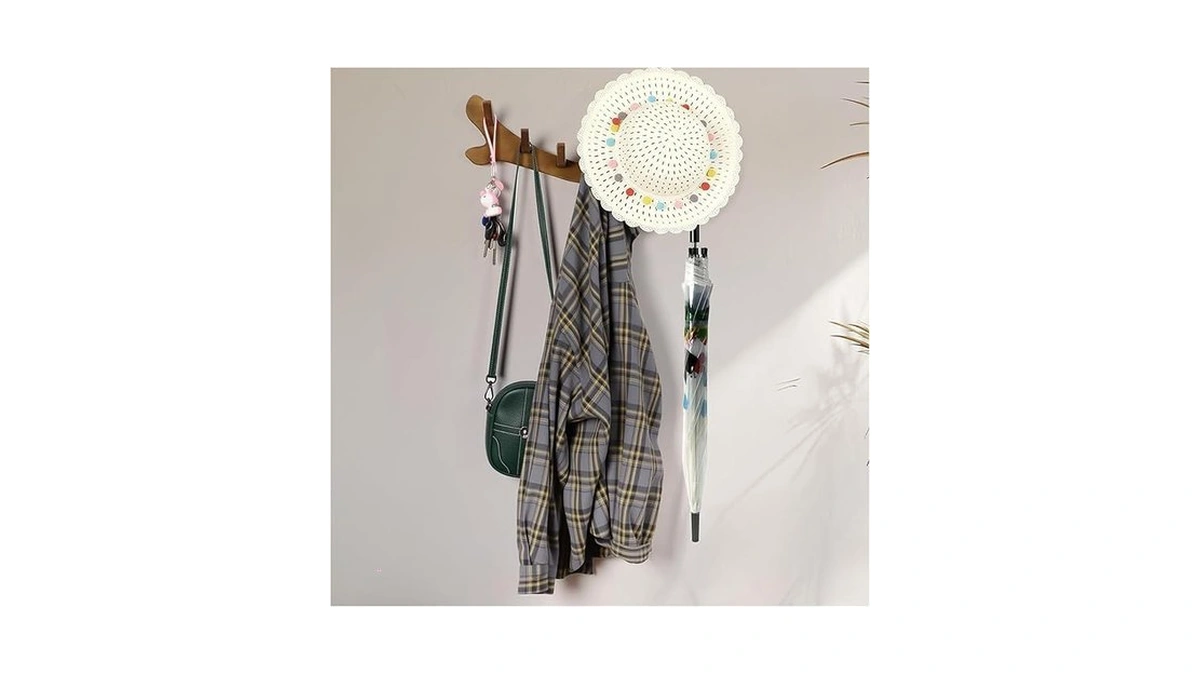 Amazon code: Kimwina Solid Wood Wall Hooks 5 Flip Dow
