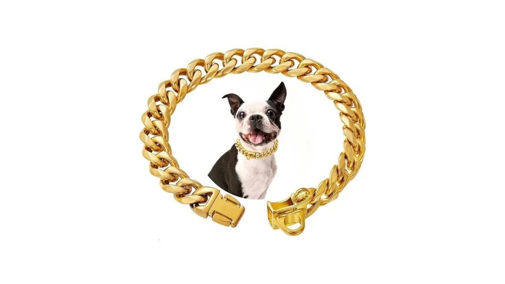 Amazon code: Stainless Steel Silver Gold Dog Collars