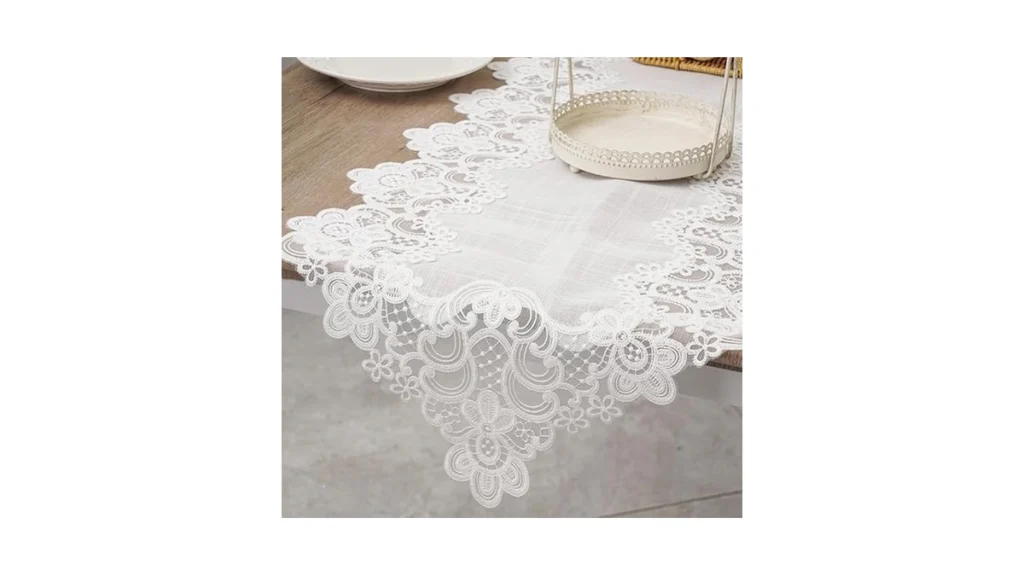 Amazon code: Lintong Lace Table Runner Farmhouse Rust