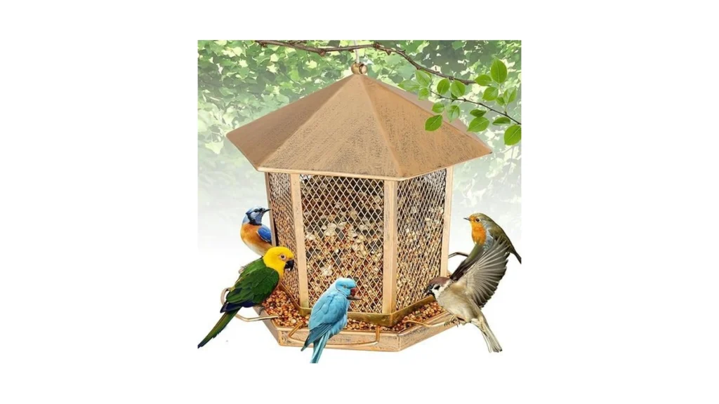 Amazon coupon: Metal Hexagonal Gazebo Birds Feeder 3 5l