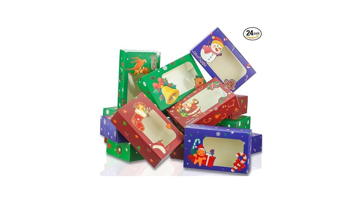Amazon code: 24pcs Christmas Cookie Boxes Tins With W