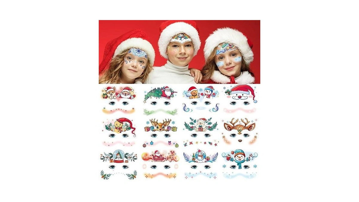 Amazon code: Emome 15 Sheets Christmas Face Tattoos F