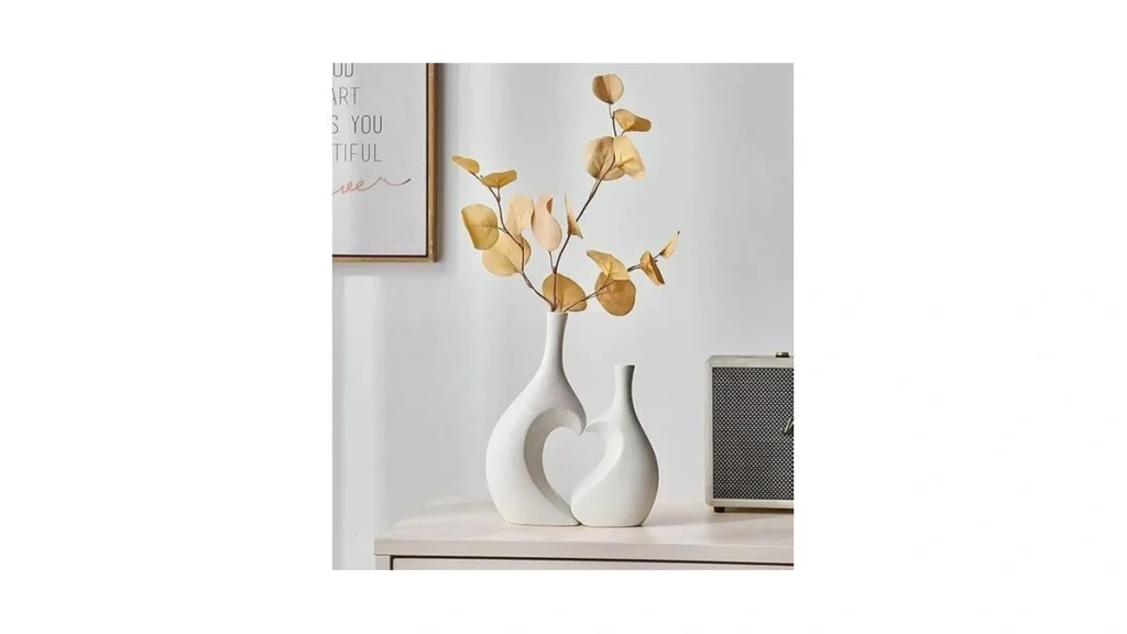 Amazon code: White Vases For Decor Heart Shaped Ceram