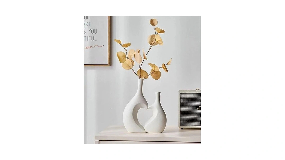 Amazon code: White Vases For Decor Heart Shaped Ceram