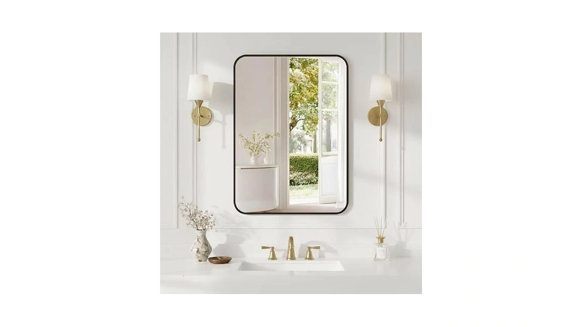 Amazon coupon: Black Bathroom Mirror For Over Sink 22x3