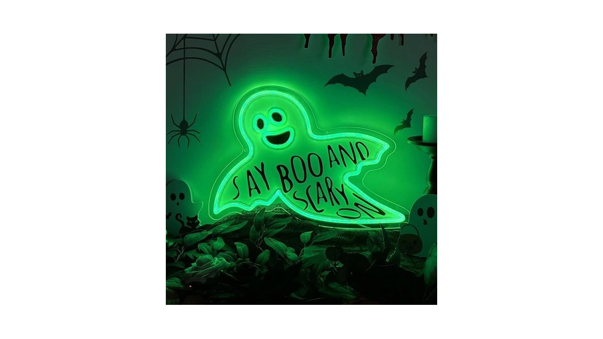 Amazon coupon: Doleeyae Spooky Neon Sign Cute Halloween
