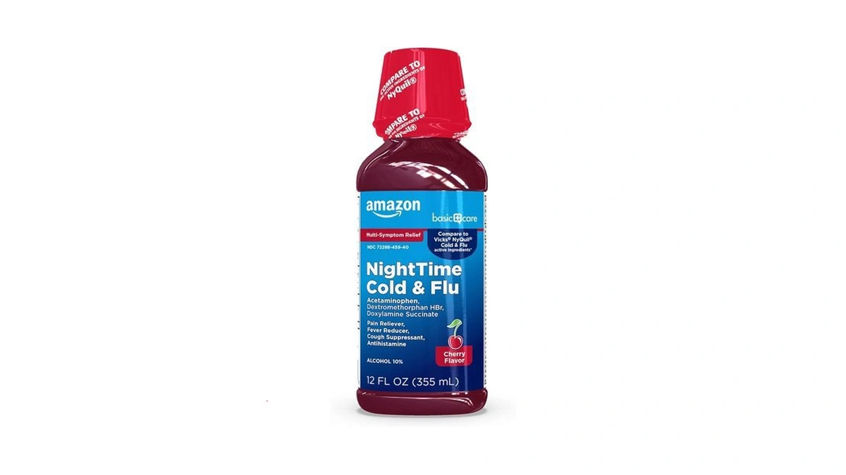 Amazon coupon: Amazon Basic Care Night Time Cold Flu Li