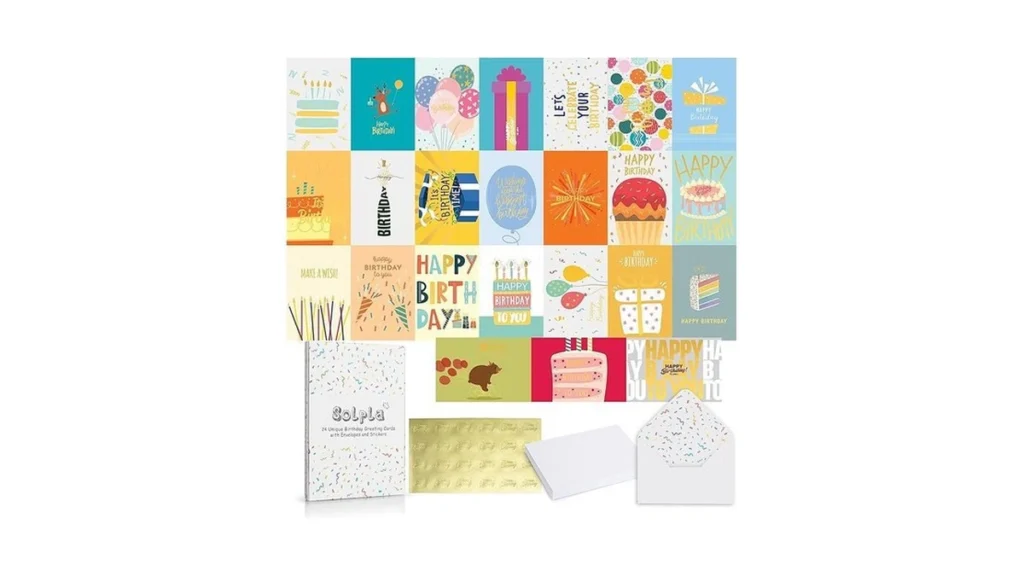 Amazon coupon: 24 Pack Unique Gold Foil Birthday Cards