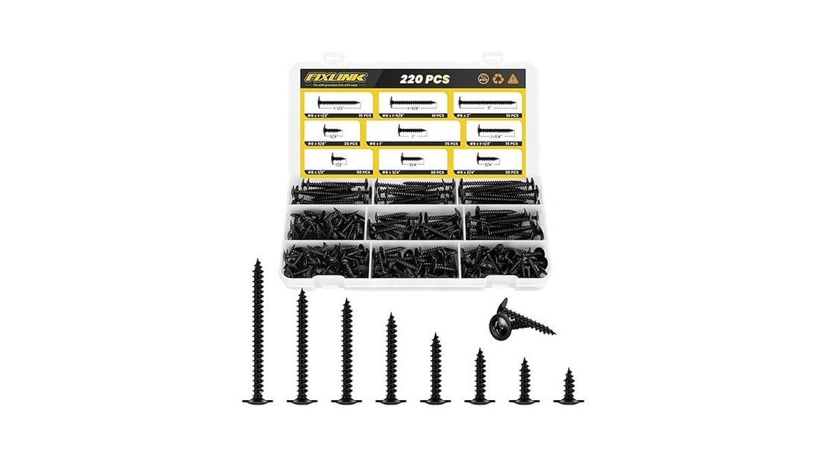 Amazon coupon: 220 Pcs Truss Head Black Wood Screws Ass