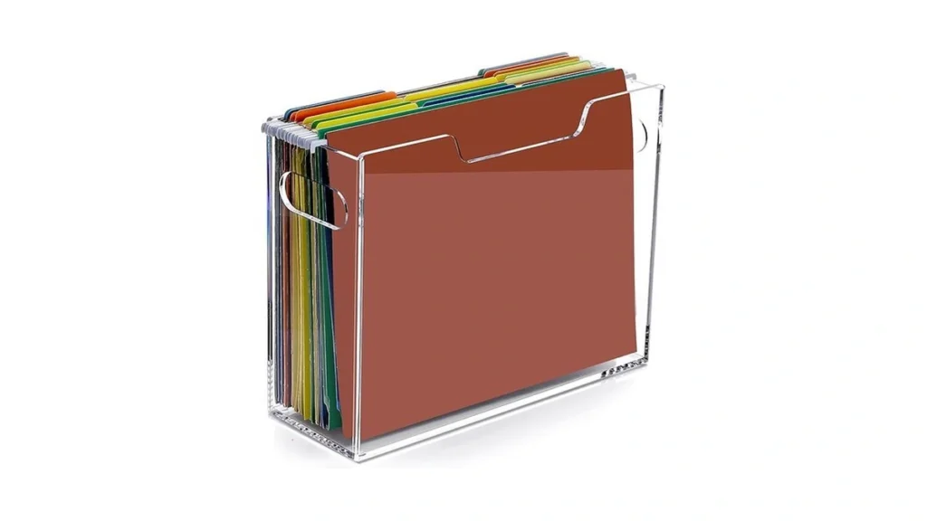 Amazon code: Tfirhuoe Clear File Box Hanging File Fol