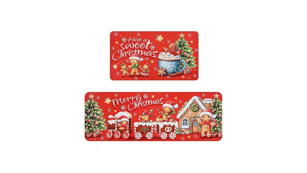 Amazon coupon: Gingerbread Man Christmas Kitchen Rugs M