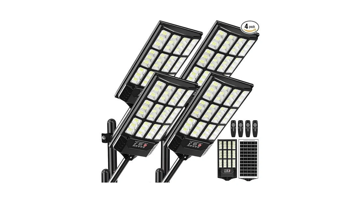 Amazon code: 4 Pack Solar Street Lights Outdoor Flood