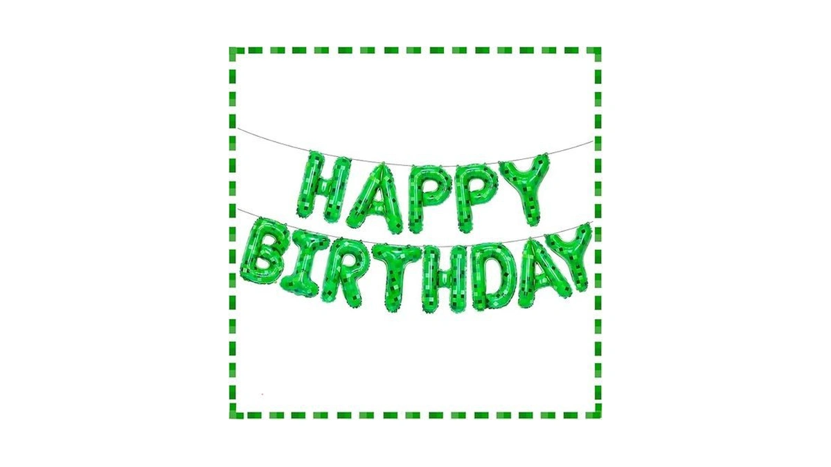 Amazon code: Green Pixel Miner Theme Balloons Happy B