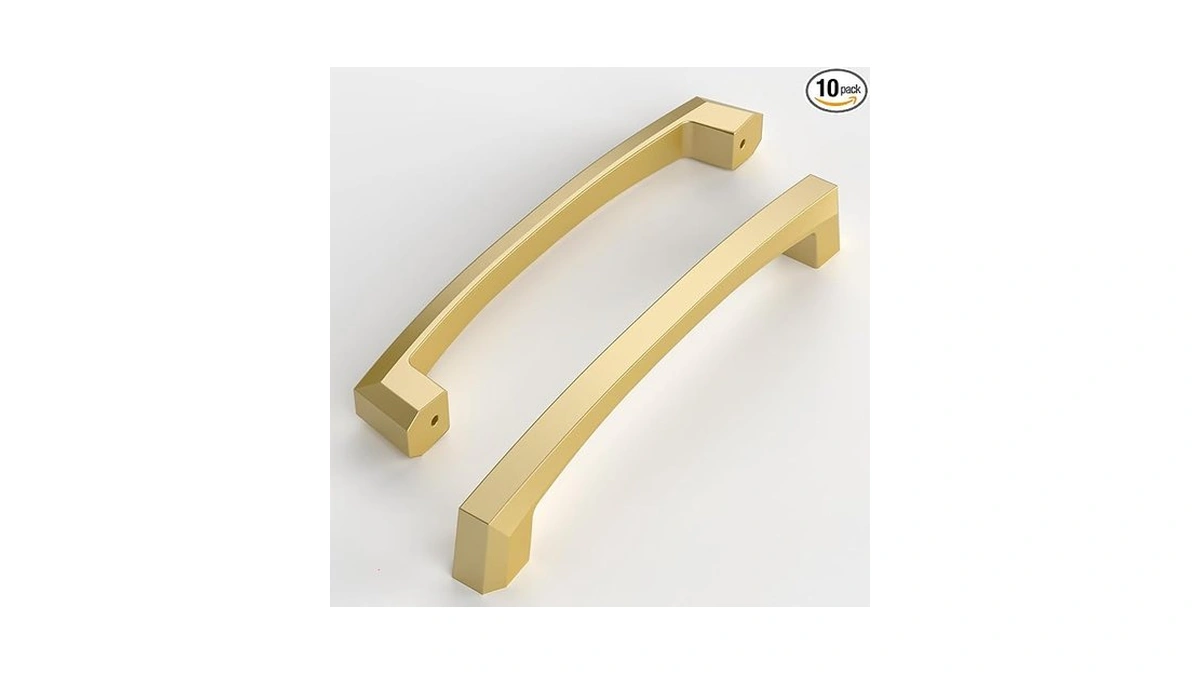 Amazon coupon: Amerdeco 10 Pack Brushed Gold Cabinet Pu