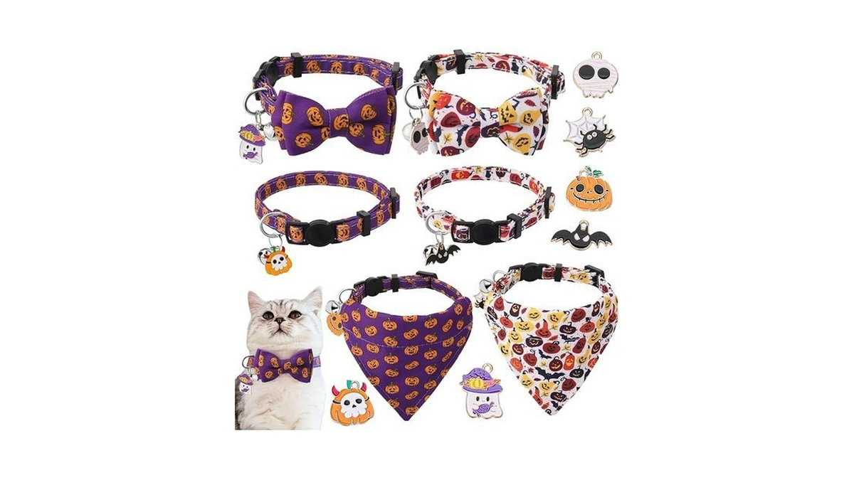 Amazon coupon: 6 Pack Halloween Cat Collar With Bow Tie