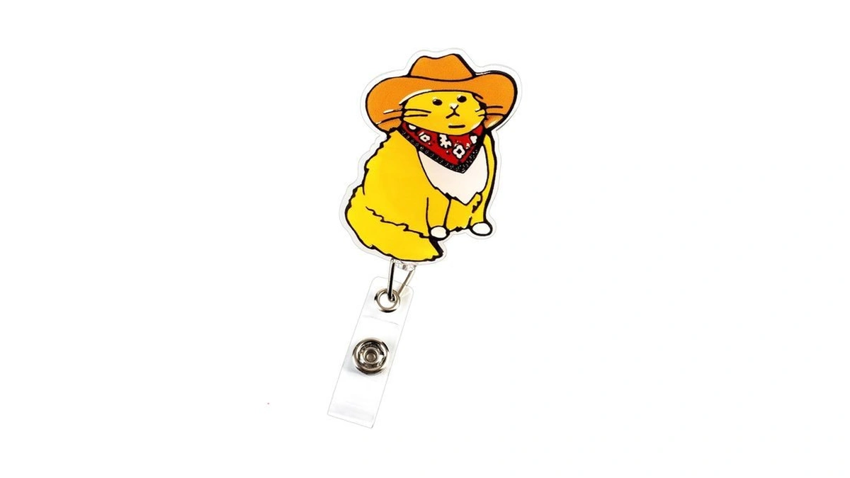 Amazon code: Jevzify Funny Animal Cowboy Cat Badge Re