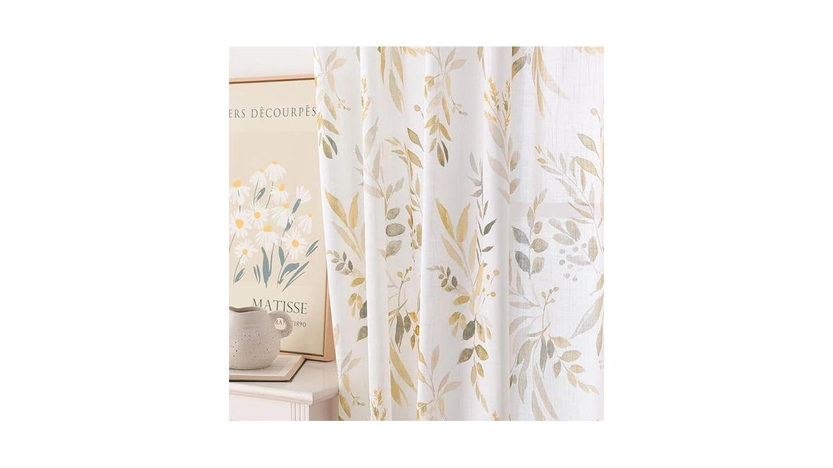 Amazon coupon: Gold And White Floral Curtains 84 Inch L