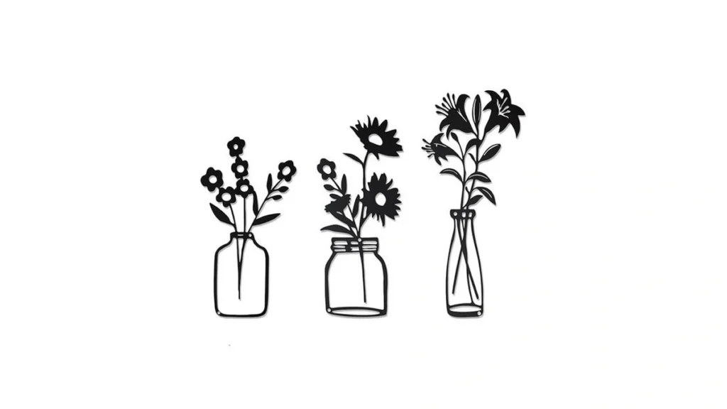 Amazon code: Black Metal Flower Wall Decor Metal Vase