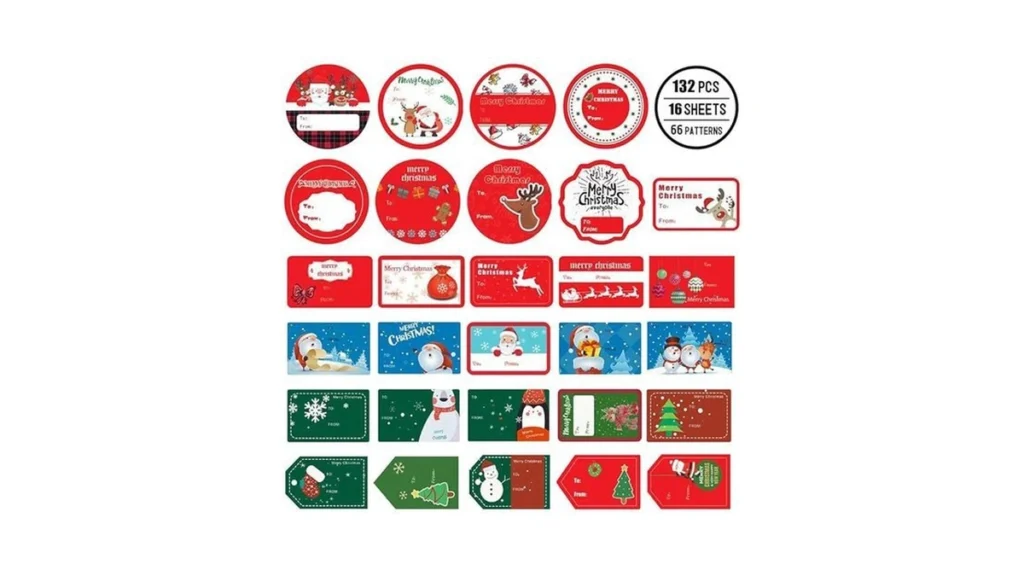 Amazon code: 132 Pcs Christmas Tags Stickers Self Adh