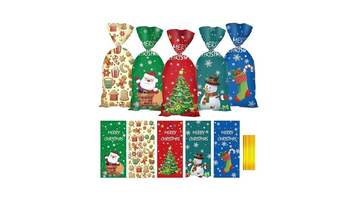 Amazon code: Yoblink 100 Pcs Christmas Cellophane Tre